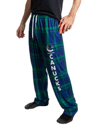 Load image into Gallery viewer, |Men's Stretch Plaid Pajama Pants --Vancouver Canucks
