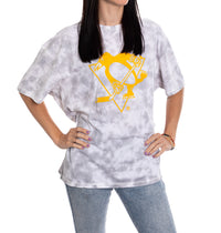 Load image into Gallery viewer, Premium Pittsburgh Penguins Grey Tie Dye Oversized Women&#39;s T-Shirt
