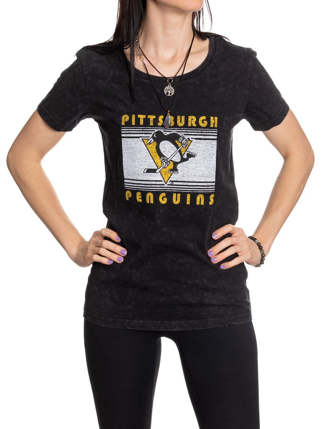 Pittsburgh Penguins Women's Acid Wash T-Shirt
