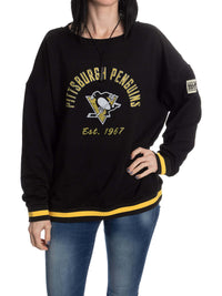 Load image into Gallery viewer, Ladies' Vintage Stripe Pittsburgh Penguins Crewneck fleece
