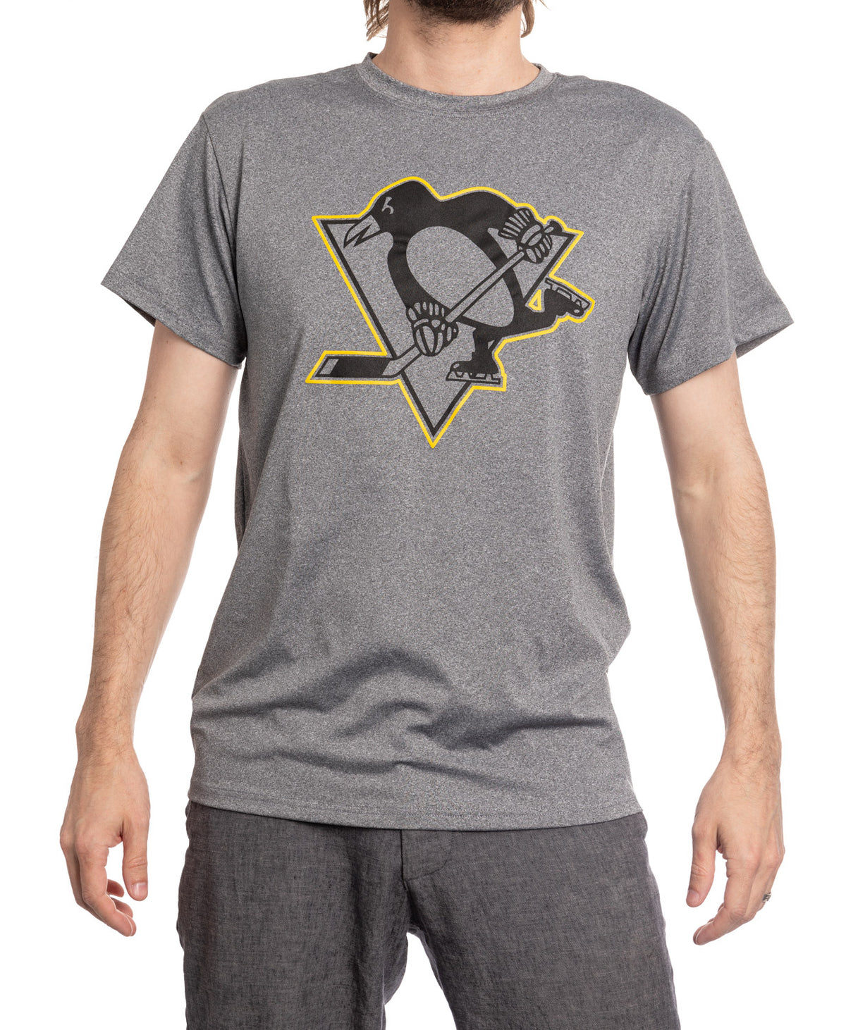 Pittsburgh Penguins NHL Men's Performance Rash Guard Base Layer Moisture-Wicking T-Shirt - Grey
