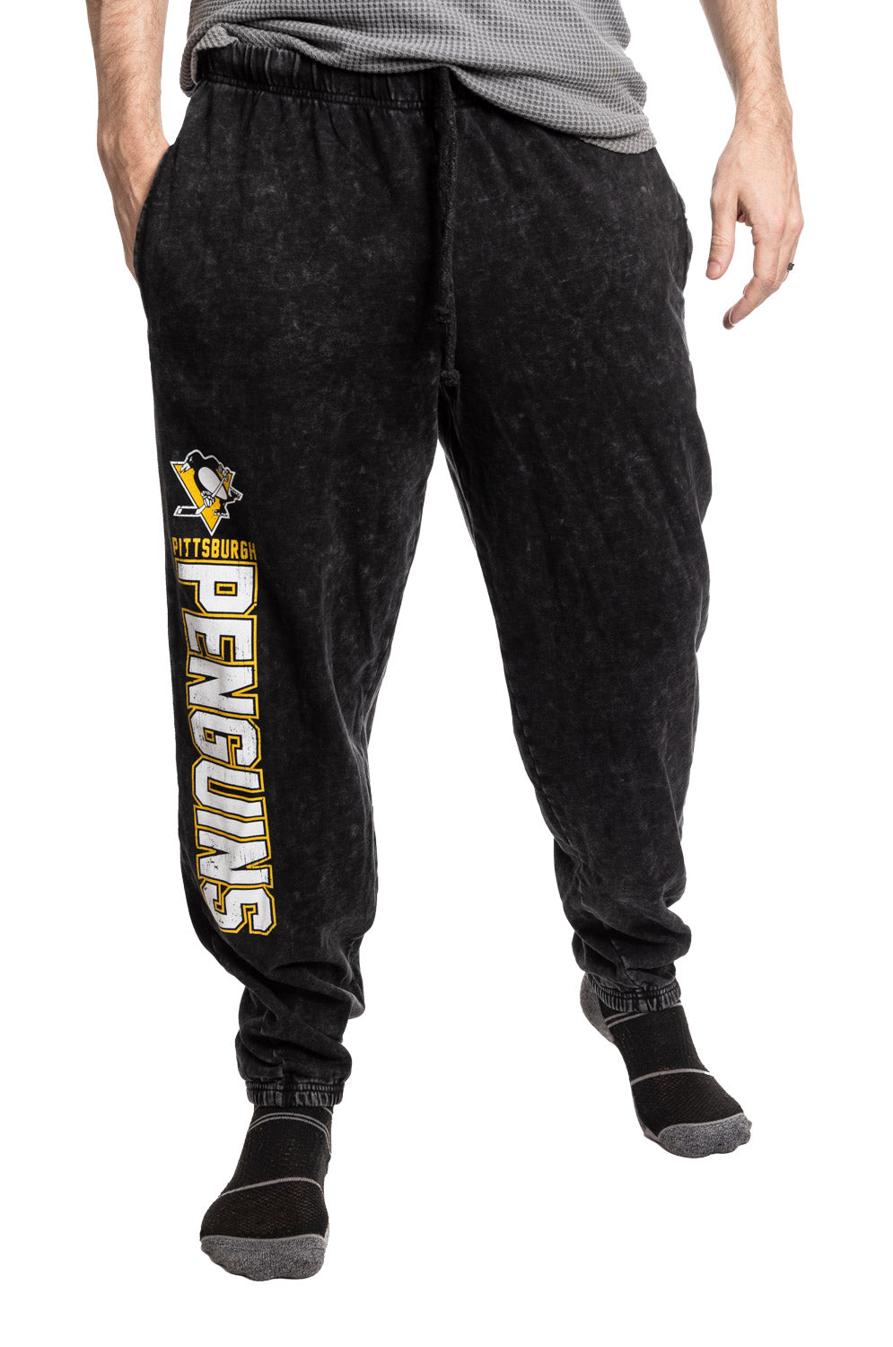 Official licensed NHL Pittsburgh Penguins Acid Wash Joggers