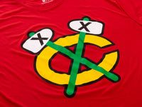 Load image into Gallery viewer, Chicago Blackhawks Short Sleeve Rashguard T Shirt - Alternate Logo
