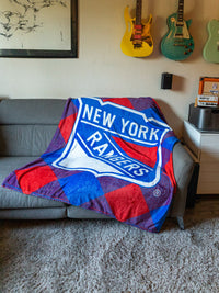 Load image into Gallery viewer, New York Rangers NHL Ultra-Plush Flannel Plaid Throw Blanket (50&quot; by 60&quot;)
