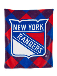 Load image into Gallery viewer, New York Rangers NHL Ultra-Plush Flannel Plaid Throw Blanket (50&quot; by 60&quot;)
