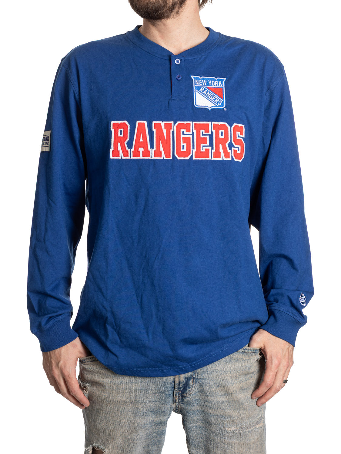 New York Rangers Long Sleeve Henley- Presale