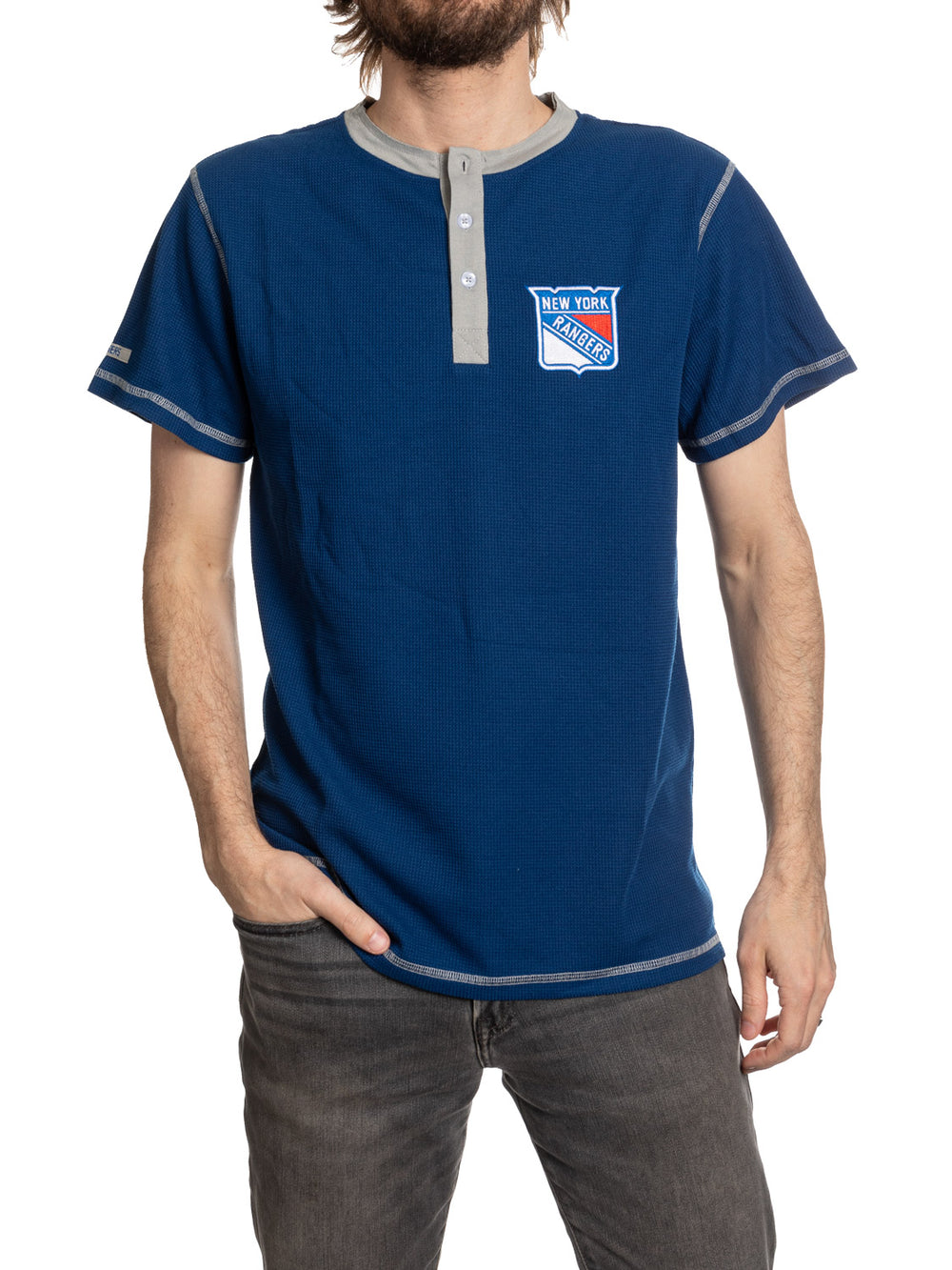 New York Rangers Waffle Henley Shirt