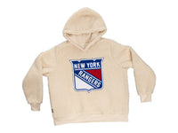 Load image into Gallery viewer, New York Rangers Ladies Sherpa Hoodie with Premium Chenille Logo
