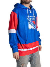 Load image into Gallery viewer, New York Rangers Hockey Lace Hoodie
