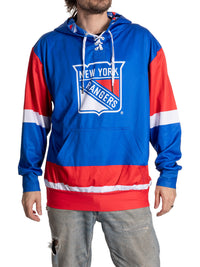 Load image into Gallery viewer, New York Rangers Hockey Lace Hoodie

