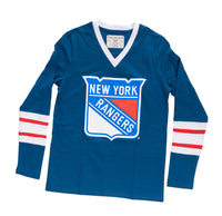 Load image into Gallery viewer, New York Rangers Women&#39;s V-Neck Varsity Long Sleeve Shirt

