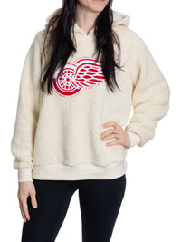 Load image into Gallery viewer, Detroit Red Wings Ladies Sherpa Hoodie with Premium Chenille Logo
