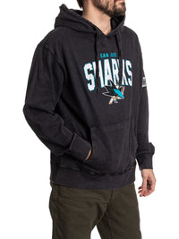 Load image into Gallery viewer, San Jose Sharks Distressed Logo Unisex Black Acid Wash Hoodie
