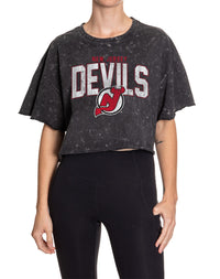 Load image into Gallery viewer, New Jersey Devils Acid Wash Crop Top
