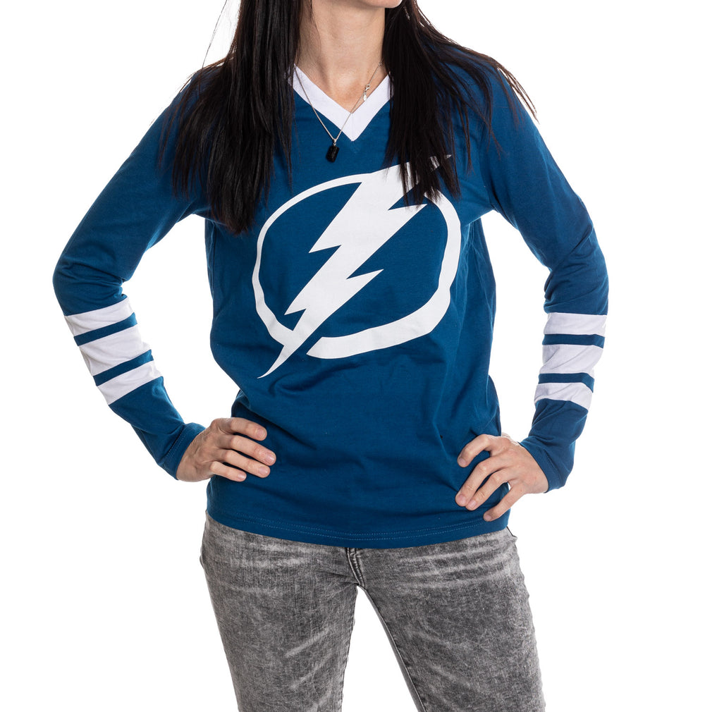 Tampa Bay Lightning Women's V-Neck Varsity Long Sleeve Shirt