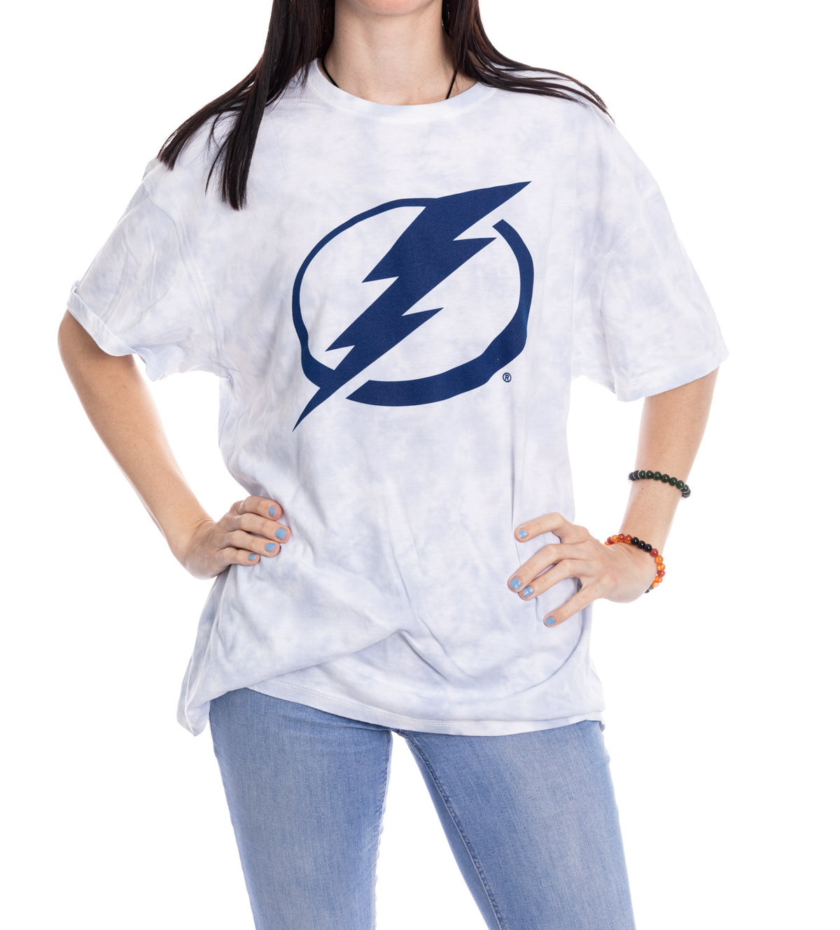 Premium Tampa Bay Lightning Blue Tie Dye Oversized Women's T-Shirt
