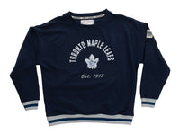 Load image into Gallery viewer, Ladies' Vintage Stripe Toronto Maple Leafs Crewneck fleece
