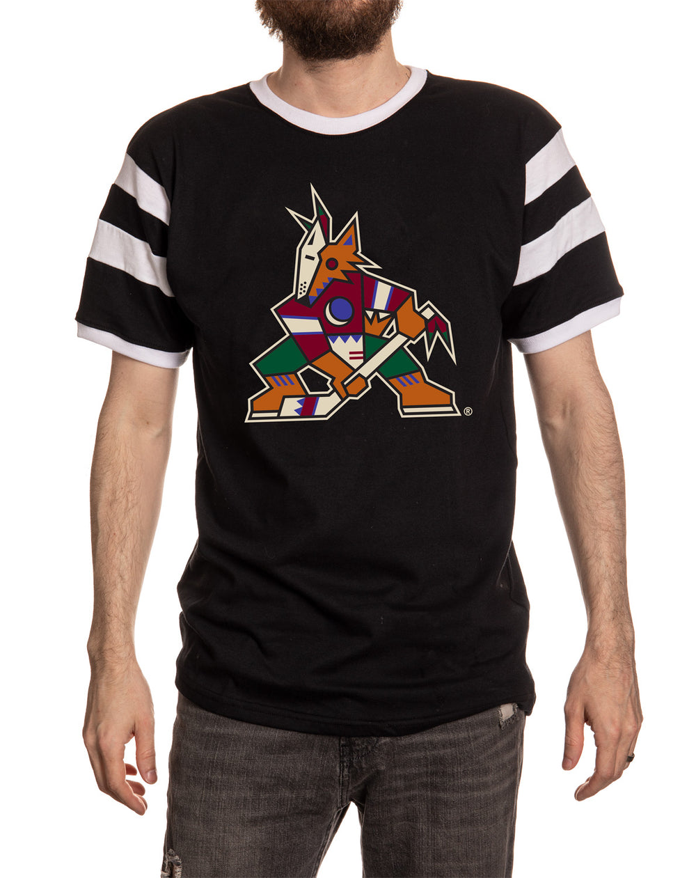 Arizona Coyotes Shoulder Stripe Varsity Inset T-Shirt