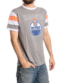 Load image into Gallery viewer, Edmonton Oilers Shoulder Stripe vintage varsity T-Shirt
