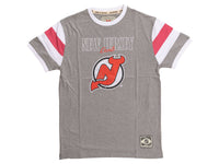 Load image into Gallery viewer, New Jersey Devils Shoulder Stripe vintage varsity T-Shirt
