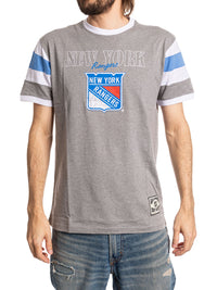 Load image into Gallery viewer, New York Rangers Shoulder Stripe vintage varsity T-Shirt
