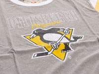 Load image into Gallery viewer, Pittsburgh Penguins Shoulder Stripe vintage varsity T-Shirt
