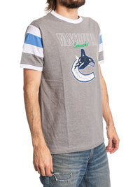 Load image into Gallery viewer, Vancouver Canucks Shoulder Stripe vintage varsity T-Shirt
