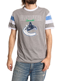 Load image into Gallery viewer, Vancouver Canucks Shoulder Stripe vintage varsity T-Shirt
