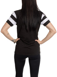 Load image into Gallery viewer, Colorado Avalanche Women&#39;s Retro Varsity V-Neck T-Shirt
