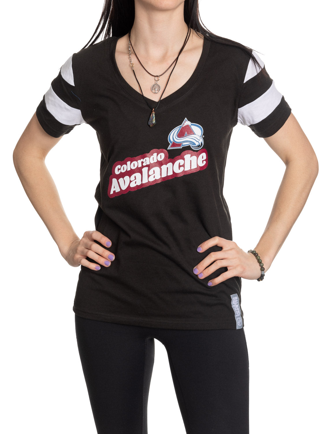 Colorado Avalanche Women's Retro Varsity V-Neck T-Shirt