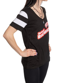 Load image into Gallery viewer, Detroit Red Wings Women&#39;s Retro Varsity V-Neck T-Shirt
