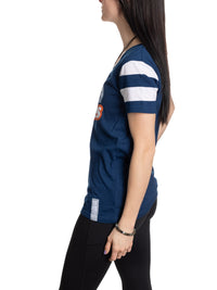 Load image into Gallery viewer, Edmonton Oilers Women&#39;s Retro Varsity V-Neck T-Shirt
