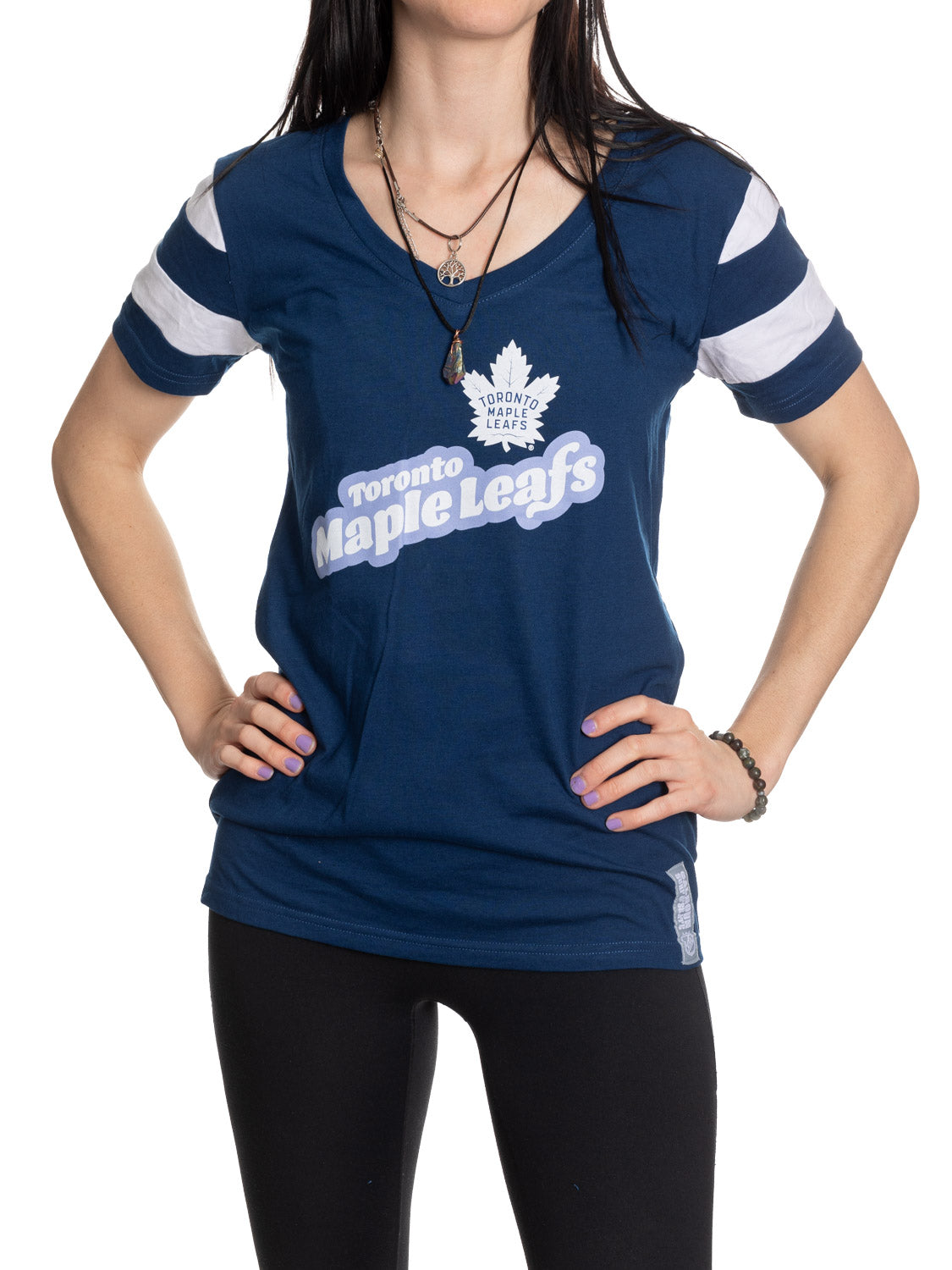 Toronto Maple Leafs Women's Retro Varsity V-Neck T-Shirt