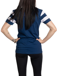 Load image into Gallery viewer, Vancouver Canucks Women&#39;s Retro Varsity V-Neck T-Shirt
