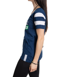 Load image into Gallery viewer, Vancouver Canucks Women&#39;s Retro Varsity V-Neck T-Shirt
