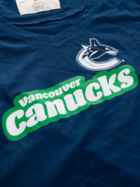 Load image into Gallery viewer, Vancouver Canucks Women&#39;s Retro Varsity V-Neck T-Shirt
