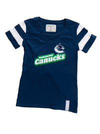 Load image into Gallery viewer, Vancouver Canucks Women&#39;s Retro Varsity V-Neck T-Shirt
