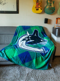 Load image into Gallery viewer, Vancouver Canucks NHL Ultra-Plush Flannel Plaid Throw Blanket (50&quot; by 60&quot;)
