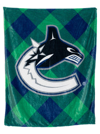 Load image into Gallery viewer, Vancouver Canucks NHL Ultra-Plush Flannel Plaid Throw Blanket (50&quot; by 60&quot;)
