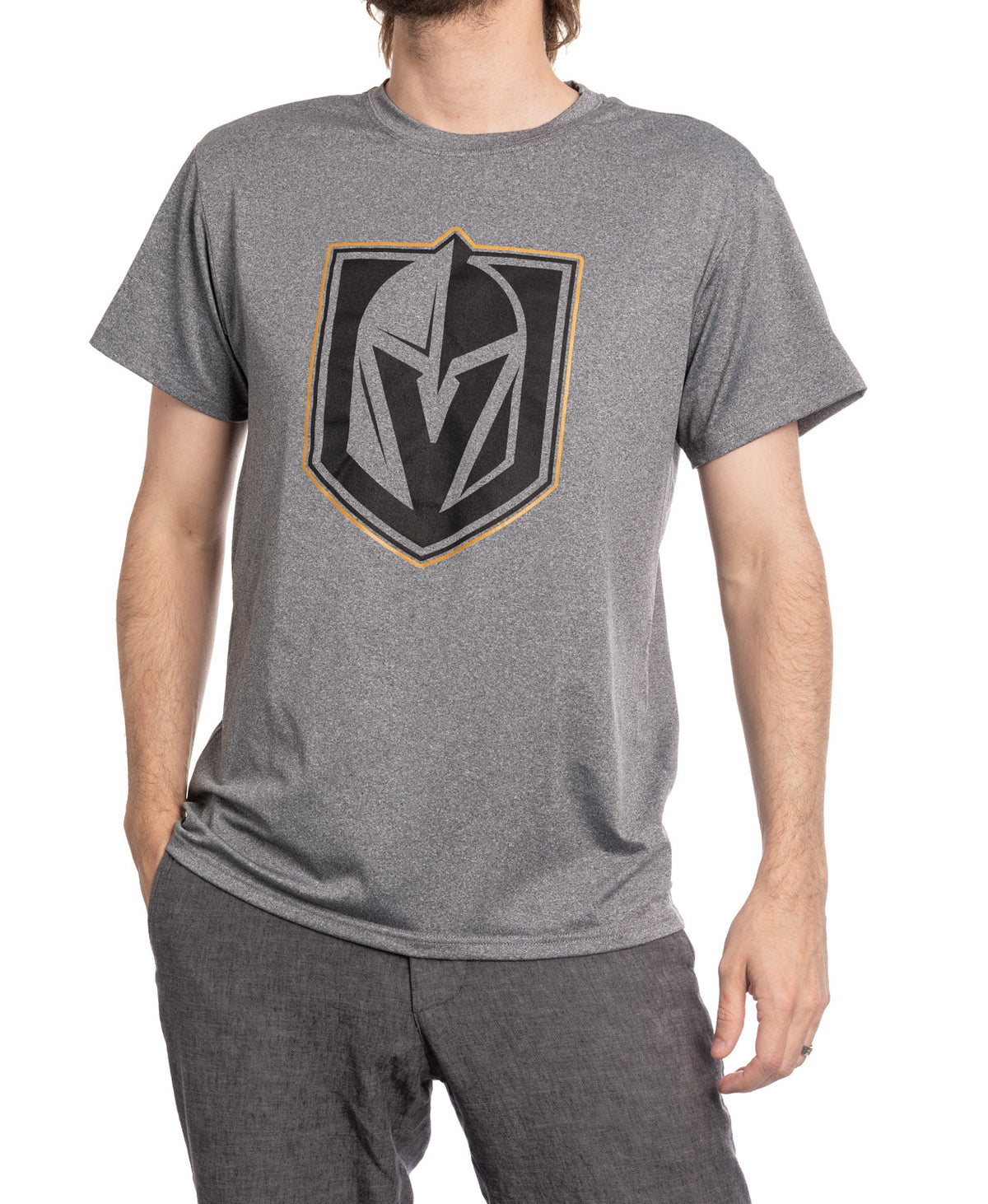 Vegas Golden Knights NHL Men's Performance Rash Guard Base Layer Moisture-Wicking T-Shirt - Grey