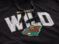 Load image into Gallery viewer, Minnesota Wild Distressed Logo Unisex Black Acid Wash Hoodie
