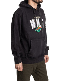 Load image into Gallery viewer, Minnesota Wild Distressed Logo Unisex Black Acid Wash Hoodie
