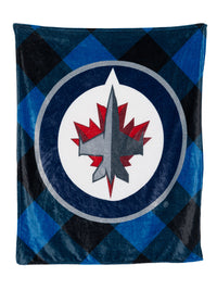 Load image into Gallery viewer, Winnipeg Jets NHL Ultra-Plush Flannel Plaid Throw Blanket (50&quot; by 60&quot;)
