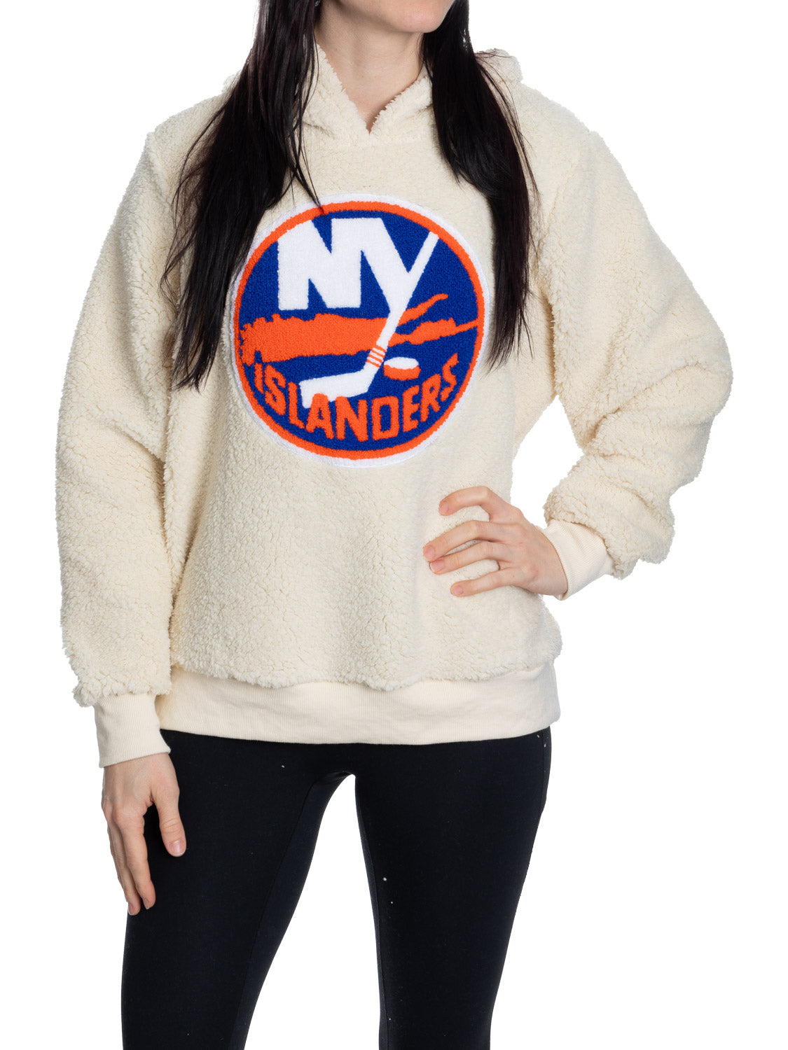 New York Islanders Ladies Sherpa Hoodie with Premium Chenille Logo