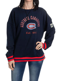Load image into Gallery viewer, Ladies' Vintage Stripe Montreal Canadiens Crewneck fleece
