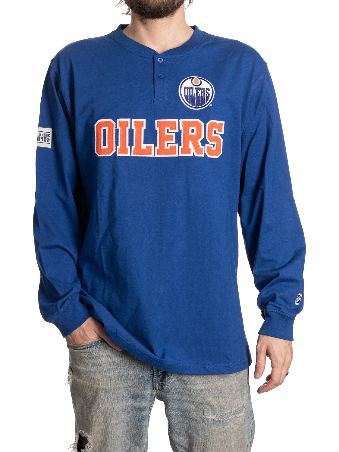 Edmonton Oilers Long Sleeve Henley- Presale