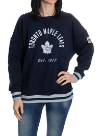 Load image into Gallery viewer, Ladies' Vintage Stripe Toronto Maple Leafs Crewneck fleece

