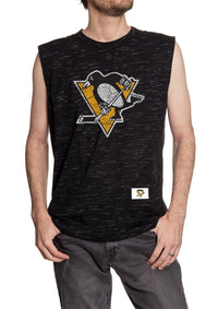Load image into Gallery viewer, Pittsburgh Penguins Logo Sleeveless Shirt for Men – Crew Neck Space Dyed

