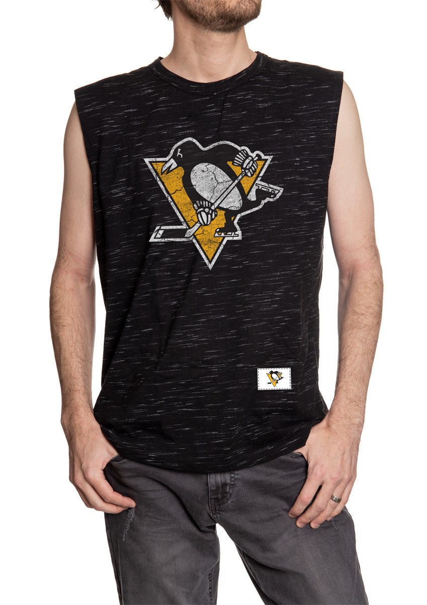 Pittsburgh Penguins Logo Sleeveless Shirt for Men – Crew Neck Space Dyed