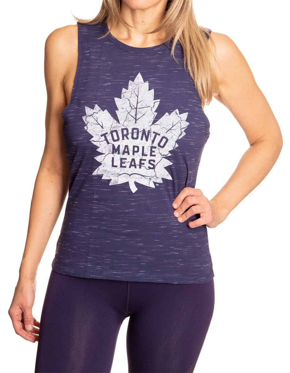 Toronto Maple Leafs Women's Crew Neck Space Dyed Sleeveless Tank Top Shirt